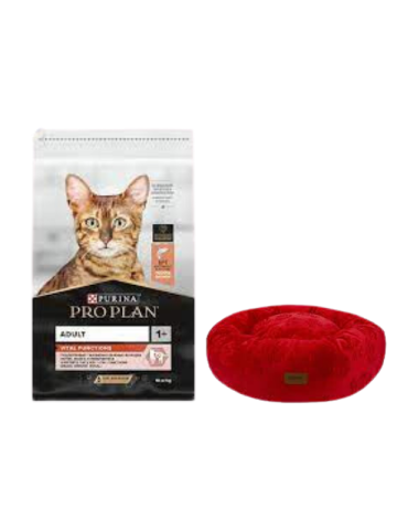 Pro Plan Adult Somonlu Yetişkin Kedi Maması 10 Kg, Kırmızı Luxe Donut Yatak