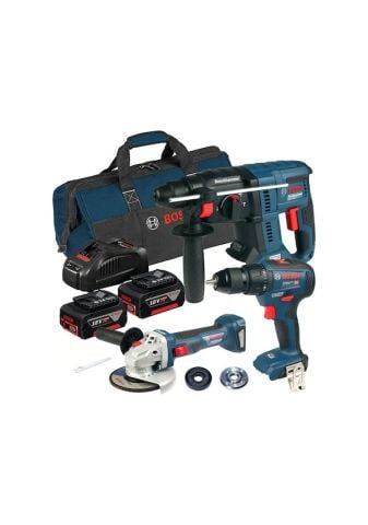 Bosch Professional GSR 18V-50 + GBH 180 + GWS 180 2 x Gba 18V 3'Lü Set 5.0AH 18V - 0615990M32