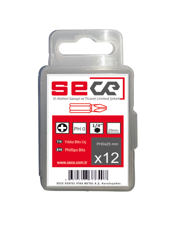 1/4'' Yıldız Bits Uç Ph0X25 Mm 12 Adet