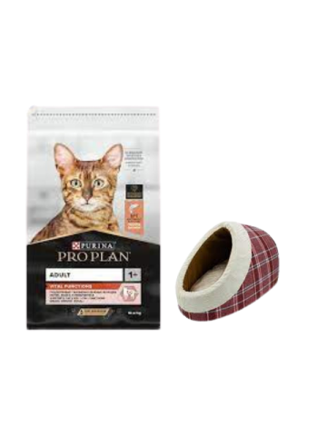 Pro Plan Adult Somonlu Yetişkin Kedi Maması 10 Kg, Mia Alaska Ekose Kırmızı Yatak