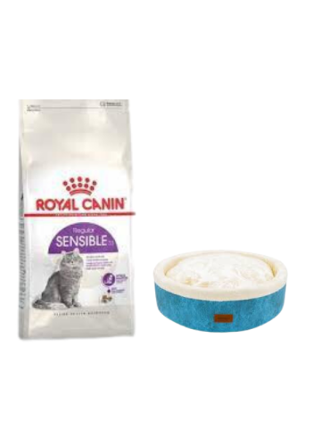 Royal Canin Sensible 33 Sindirim Hassasiyetli Yetişkin Kedi Maması 4 Kg,Mavi Mia Donut Yatak