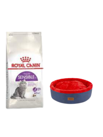 Royal Canin Sensible 33 Sindirim Hassasiyetli Yetişkin Kedi Maması 4 Kg,Lacivert Mia Donut Yatak