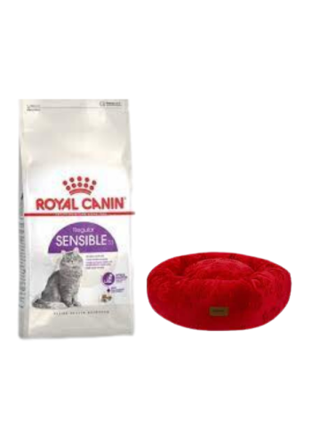 Royal Canin Sensible 33 Sindirim Hassasiyetli Yetişkin Kedi Maması 4 Kg,Kırmızı Luxe Donut Yatak