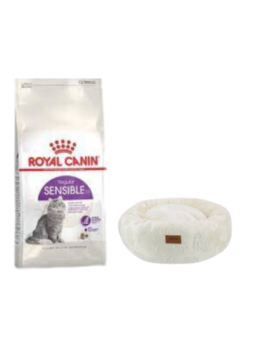 Royal Canin Sensible 33 Sindirim Hassasiyetli Yetişkin Kedi Maması 4 Kg,Krem Luxe Donut Yatak