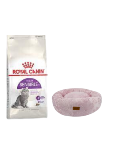 Royal Canin Sensible 33 Sindirim Hassasiyetli Yetişkin Kedi Maması 4 Kg,Pembe Luxe Donut Yatak