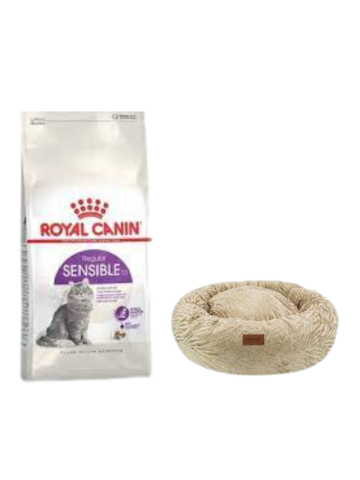 Royal Canin Sensible 33 Sindirim Hassasiyetli Yetişkin Kedi Maması 4 Kg,Kahve Luxe Donut Yatak