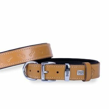 Doggie Konfor Deri Kemik Desenli Boyun Tasması Kamel 2,5X37-45Cm