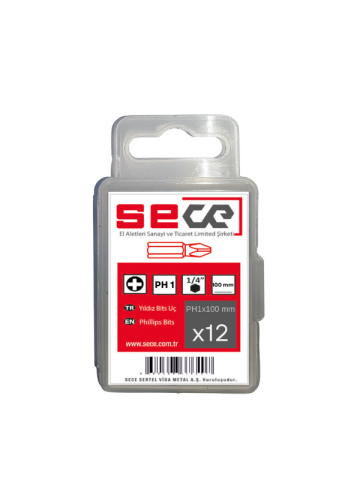Sece 1/4'' Yıldız Bits Uç Ph1X100 Mm 12 Adet