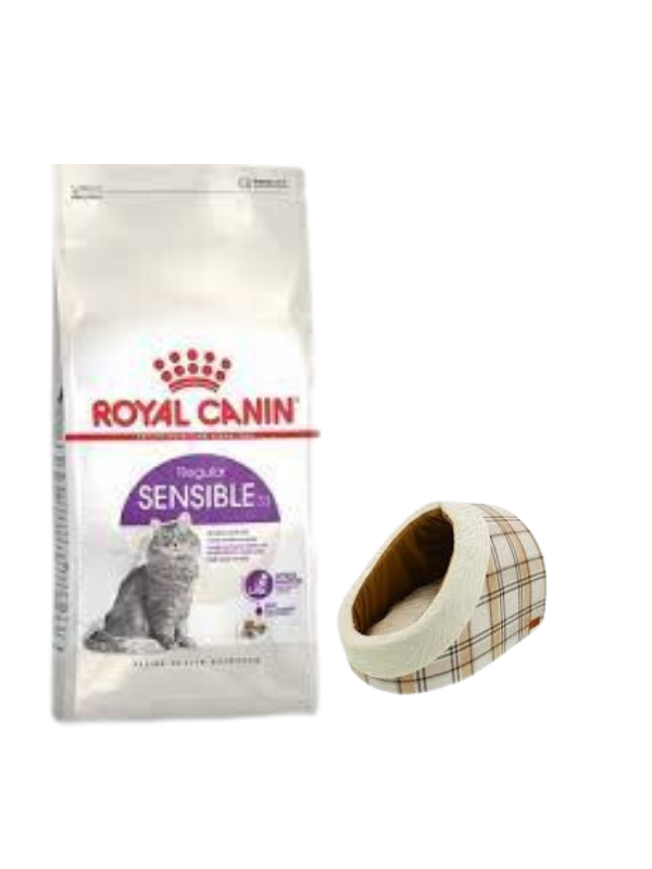 Royal Canin Sensible 33 Sindirim Hassasiyetli Yetişkin Kedi Maması 4 Kg,Mia Alaska Ekose Krem Yatak