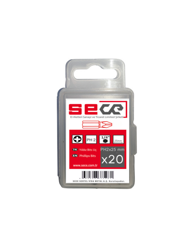 Sece 1/4'' Yıldız Bits Uç Ph2X25 Mm 20 Adet