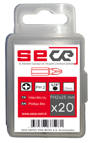 Sece 1/4'' Yıldız Bits Uç Ph2X25 Mm 20 Adet