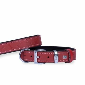 Doggie Konfor Deri Kemik Desenli Boyun Tasması Kırmızı 3X42-50Cm