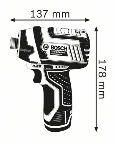 Bosch GDR 12V-105 Darbeli Somun Sıkma M 4 - M12 Karton, 2 Akü 0 601  9A6 905