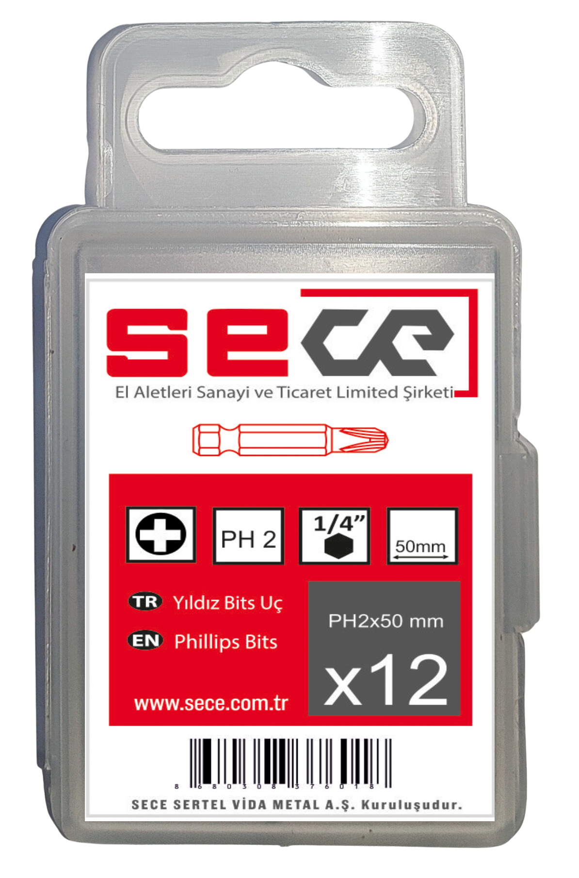 Sece 1/4'' Yıldız Bits Uç Ph2X50 Mm 12 Adet