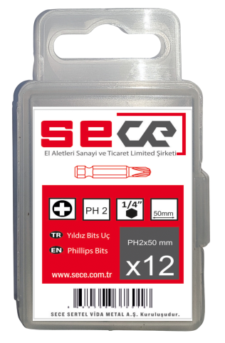 Sece 1/4'' Yıldız Bits Uç Ph2X50 Mm 12 Adet