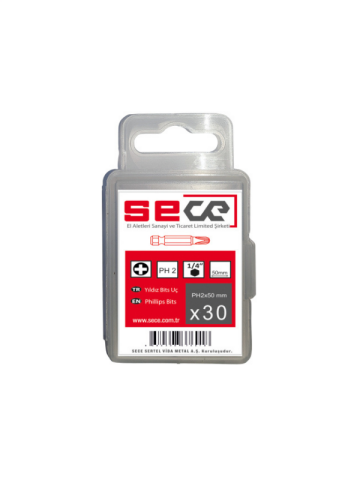 Sece 1/4'' Yıldız Bits Uç Ph2X50 Mm 30 Adet