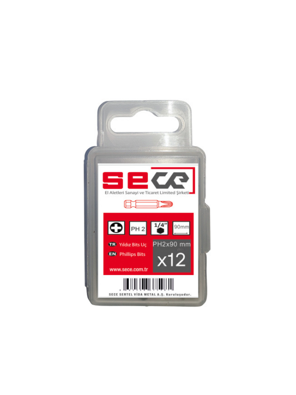 Sece 1/4'' Yıldız Bits Uç Ph2X90 Mm 12 Adet