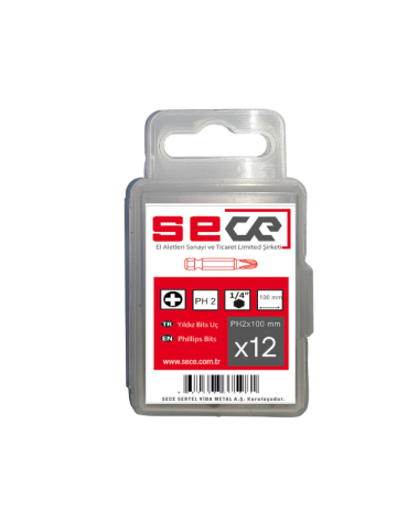 Sece 1/4'' Yıldız Bits Uç Ph2X100 Mm 12 Adet