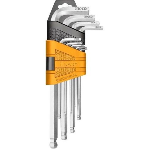 İngco Endüstriyel 9'Lu Uzun Yuvarlak Uçlu Alyan Anahtar Seti
