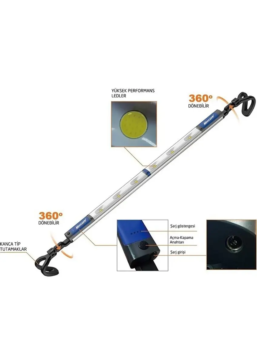 Mercure MC6856 Şarjlı Ledli Teleskopik Kaput Feneri 1000 Lümen