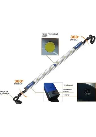 Mercure MC6856 Şarjlı Ledli Teleskopik Kaput Feneri 1000 Lümen