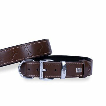 Doggie Konfor Deri Kemik Desenli Boyun Tasması Kahve 3,5X52-60Cm