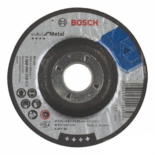 Bosch - Expert Serisi Metal İçin Bombeli Taşlama Diski (Taş) - A 30 T Bf, 115 Mm, 6,0 Mm