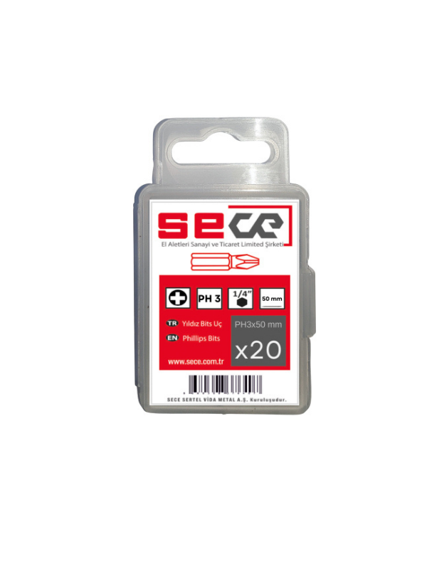 Sece 1/4'' Yıldız Bits Uç Ph3X50 Mm 20 Adet