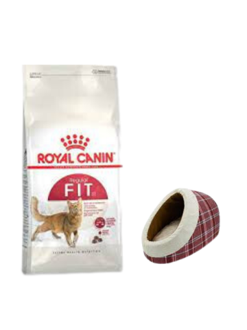 Royal Canin Fit 32  Yetişkin Kuru Kedi Maması 4 Kg,Mia Alaska Ekose Kırmızı Yatak
