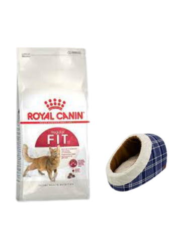 Royal Canin Fit 32  Yetişkin Kuru Kedi Maması 4 Kg,Mia Alaska Ekose Mavi Yatak