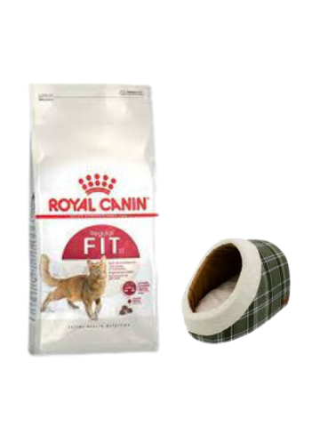 Royal Canin Fit 32  Yetişkin Kuru Kedi Maması 4 Kg,Mia Alaska Ekose Yeşil Yatak