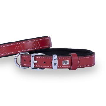Doggie Konfor Deri Pati Desenli Boyun Tasması Kırmızı 2X30-35Cm
