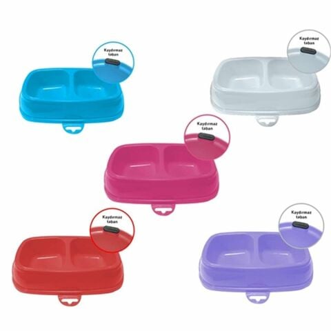 Zampa İkili Plastik Büyük Mama Kabı 16,5 x 27 x 6,5 cm