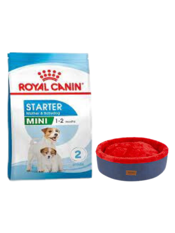 Royal Canin Mini Starter Mother&Babydog Köpek Maması 4 Kg, Lacivert Mia Donut Yatak