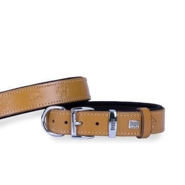 Doggie Konfor Deri Pati Desenli Boyun Tasması Kamel 2,5X37-45Cm