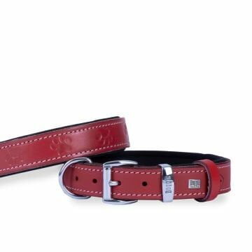 Doggie Konfor Deri Pati Desenli Boyun Tasması Kırmızı 3X42-50Cm