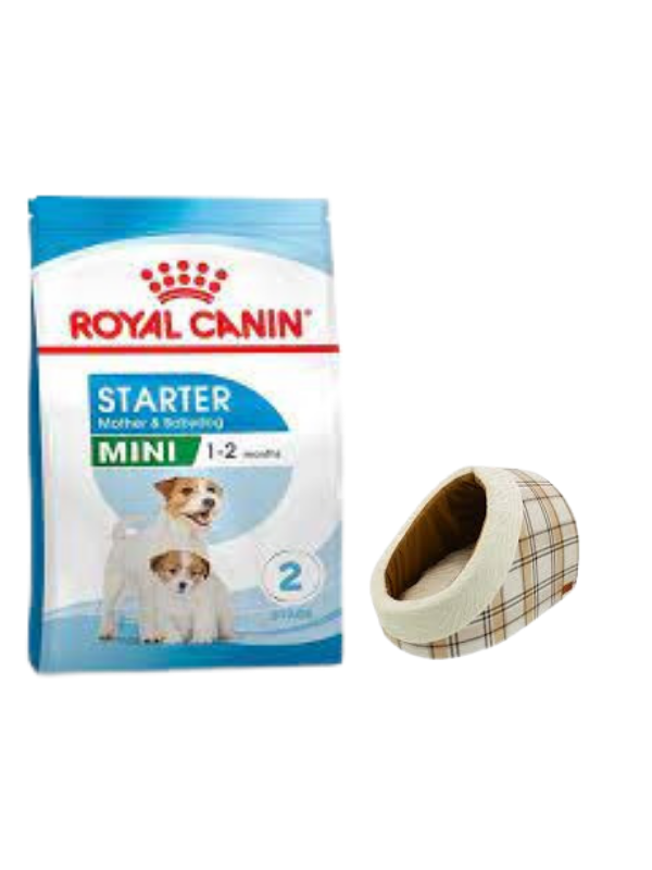 Royal Canin Mini Starter Mother&Babydog Köpek Maması 4 Kg, Mia Alaska Ekose Krem Yatak