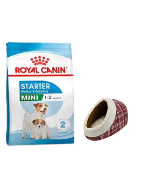 Royal Canin Mini Starter Mother&Babydog Köpek Maması 4 Kg, Mia Alaska Ekose Kırmızı Yatak