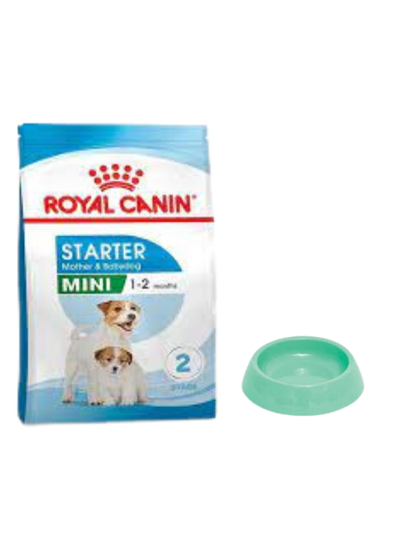 Royal Canin Mini Starter Mother&Babydog Köpek Maması 4 KG, Yuvarlak Su ve Mama Kabı