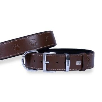 Doggie Konfor Deri Pati Desenli Boyun Tasması Kahve 4X47-55Cm