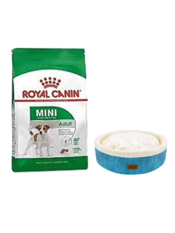 Royal Canin Mini Adult Yetişkin Kuru Köpek Maması  4 Kg,Mavi Mia Donut Yatak