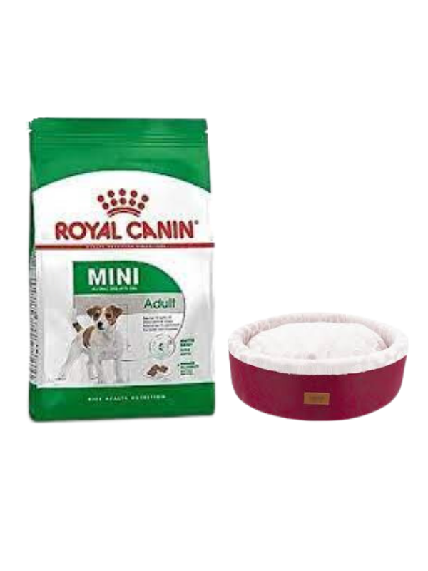 Royal Canin Mini Adult Yetişkin Kuru Köpek Maması  4 Kg,Bordo Mia Donut Yatak