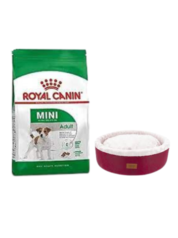 Royal Canin Mini Adult Yetişkin Kuru Köpek Maması  4 Kg,Bordo Mia Donut Yatak
