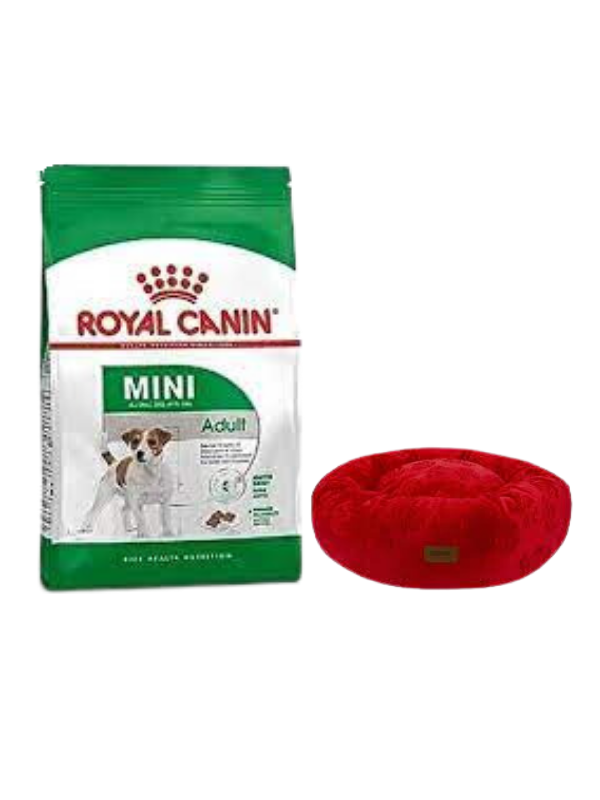 Royal Canin Mini Adult Yetişkin Kuru Köpek Maması  4 Kg,Kırmızı Luxe Donut Yatak