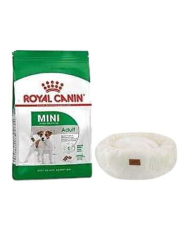 Royal Canin Mini Adult Yetişkin Kuru Köpek Maması  4 Kg,Krem Luxe Donut Yatak