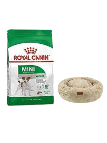 Royal Canin Mini Adult Yetişkin Kuru Köpek Maması  4 Kg,Kahve Luxe Donut Yatak