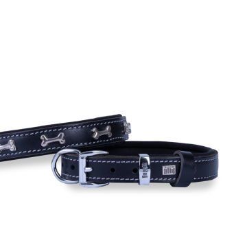 Doggie Konfor Deri Kemik Süslü Boyun Tasması Siyah 2X35-40Cm
