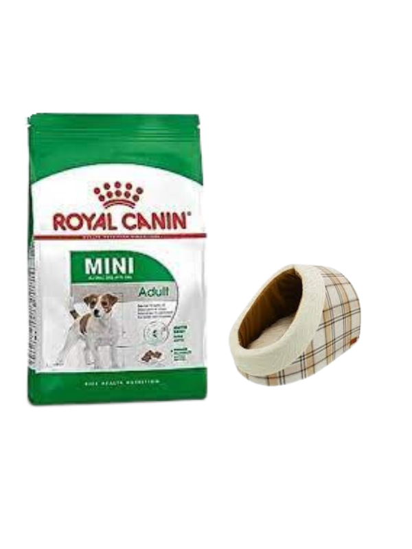 Royal Canin Mini Adult Yetişkin Kuru Köpek Maması  4 Kg,Mia Alaska Ekose Krem Yatak