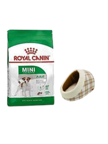 Royal Canin Mini Adult Yetişkin Kuru Köpek Maması  4 Kg,Mia Alaska Ekose Krem Yatak