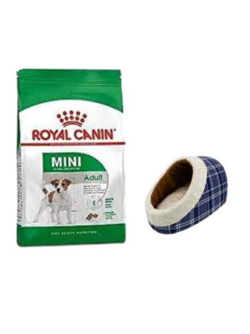 Royal Canin Mini Adult Yetişkin Kuru Köpek Maması  4 Kg,Mia Alaska Ekose Mavi Yatak